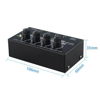 4 канала мини усилвател за слушалки HA400 ултра-компактен стерео усилвател със захранващ адаптер 10MHz