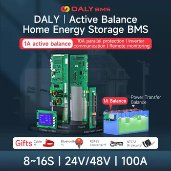 Daly Smart Lifepo4 BMS 8S 24V 16S 48V 100A с 1A активен баланс за съхранение на енергия в дома