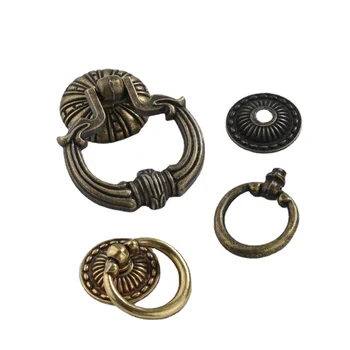 Античен ретро европейски стил кръгъл античен медна дръжка пръстен чекмедже пръстен единична дупка дръпнете кабинета врата мебели хардуер