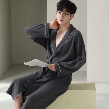 M-5XL Мъжка роба Есен Нова твърда вафла памук халат мъжки японски нощница кимоно интимно бельо извънгабаритни спално облекло