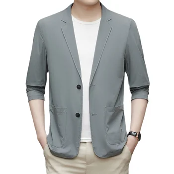 Лято Нов мъжки костюм Ежедневни ултра-тънки слънцезащитни дрехи Модерен корейски стил лек костюм яке за мъже M-4XL