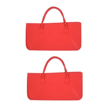 2X Филцова чанта, филцова чанта за съхранение Чанта за пазаруване с голям капацитет - червена