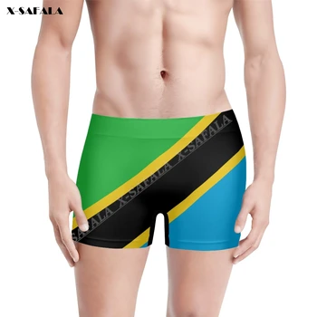 Танзания флаг 3D печат дишаща мъжки бельо шорти безшевни панталони високо еластични бански костюми плаж плувни куфари