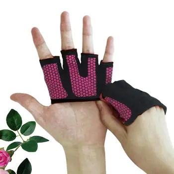 2Pcs половин пръст тренировка ръкавици фитнес ръкавици вдигане на тежести ръкавици против плъзгане ръка предпазител половин ръка ръкавици за упражнение дъмбел