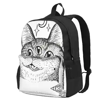 Good Fortune Kitty Travel Laptop Bagpack Училищни чанти Психически Cat Kitty Сладък Призрачен Готик Магия Хелоуин Пънк