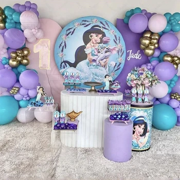 161Pcs 1-9-ти рожден ден арка гирлянд балон набор Дисни Аладин жасмин принцеса тема за бебе рожден ден душ декорации лилаво