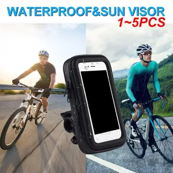  1 ~ 5PCS телефон притежателя водоустойчив случай велосипед телефон чанта за Xs 11 12 S8 S9 мобилен телефон стойка подкрепа скутер