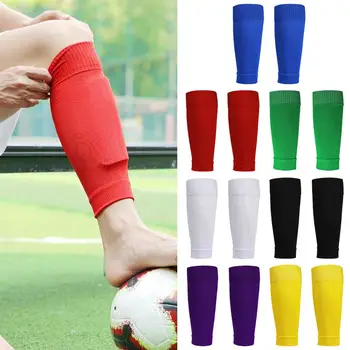 1 чифт футболни компресионни протектори за крака Калъфи за крака Дълги футболни защитни чорапи Чорапи Протектори за крака Плетени Outd P4J9