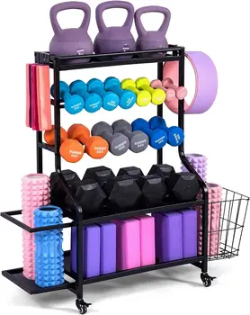 Home Gym Storage Rack for Dumbbells - Easy to Assemble Weight Rack for Home Gym - Heavy-Duty Organizer for Kettlebells & All