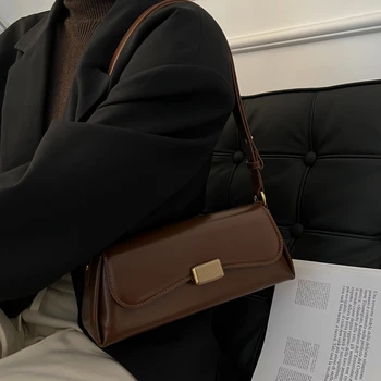 Мода Универсален ретро дълга чанта \ Дамска чанта от естествена кожа Чанта за подмишници Истинска кожа Дама рамо Crossbody чанта