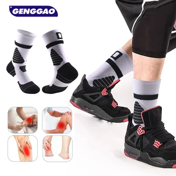 1 чифт баскетболни чорапи, спортни чорапи с 3D защита на глезена, компресионна възглавница спортни чорапи за мъже