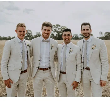 Мъжки костюм за сватбен младоженец Еднореден назъбен ревер Летен тънък годни по поръчка Trajes Elegante Para Hombres