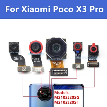 Оригинална предна задна камера за Xiaomi Poco X3 Pro с лице към фронтален изглед Selfie Backside Flex Малка задна камера Модул Части Макро
