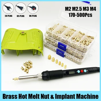 Месингова вложка за горещо топене Набраздена гайка Железен връх M3 M4 M5 M6 Вграден инструмент за вмъкване на топлина за пластмасов 3D принтер поялник