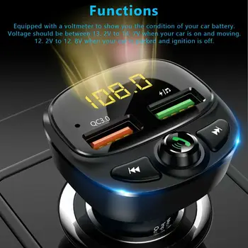 Аудио приемник Bluetooth приемник Dual USB гнездо Handfree Kit QC3.0 Аксесоари за кола Зарядно за кола Автомобилен електронен FM предавател