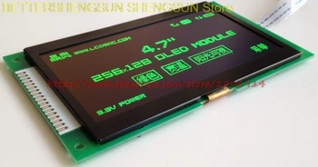 Нов оригинален 4.7 инчов 256X128 точкова матрица зелен 3.3V OLED модул широка температура и ниска мощност OLED голям екран