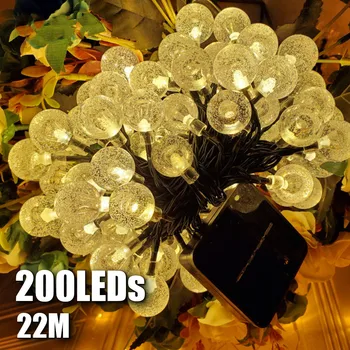 200 LED низ светлина на открито слънчева фея светлини 22M IP65 водоустойчив венец коледна украса сватбена лампа градина
