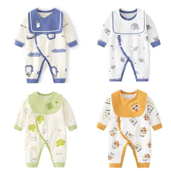 Зимни новородени бебешки дрехи с лигавници Бебе момичета ританки памук Ropa Bebes 0 3 6 месеца Облекло Бебета Момчета Гащеризони Екипировки