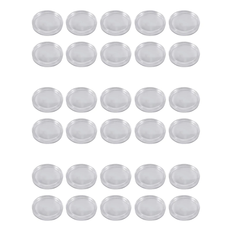 30 бр малки кръгли прозрачни пластмасови капсули за монети Box 33Mm