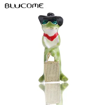 Blucome сладка сплав, носеща слънчеви очила жаба брошки за деца карикатура животински случайни офис брошка щифтове бижута подарък