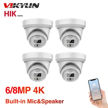 Hik съвместима интелигентна домашна охранителна камера 8MP PoE IR нощно виждане 6MP 4K мини купол двупосочно аудио видеонаблюдение видео IPC APP