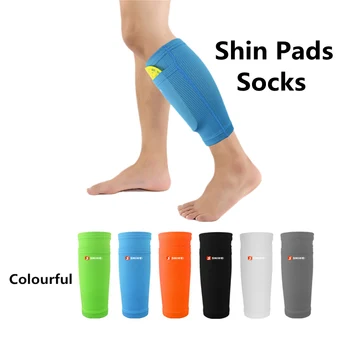1 чифт детски възрастни футболни защитни чорапи с подложки за пищял Ръкави за крака Подкрепа за спортна безопасност Предпазител за пищяла Подложки за чорапи за подкрепа на прасеца