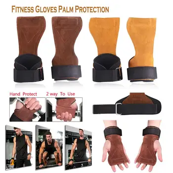 1Pair телешка гимнастически ръкавици Ръкохватки против хлъзгане вдигане на тежести мъртва тяга тренировка Crossfit фитнес ръкавици Palm Protection