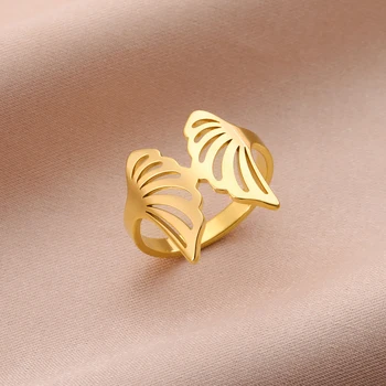Skyrim неръждаема стомана ангел крила пръстен златен цвят сватбена лента пръст пръстени Kpop модни бижута рожден ден подарък на едро