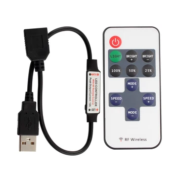 USB 11 ключове LED лента контролер мини димер RF дистанционно 5V USB интерфейс контролер за 5050/2835 едноцветен LED лента