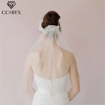 CC бижута сватба булчински дълъг воал мек за жени елегантен стил прост дизайн аксесоари за коса булки прически ангажимент V018
