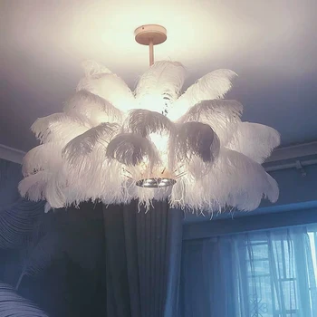 Nordic минималистичен полилей пера полилей бял луксозен дом спалня хол персонализирани творчески декоративни светлини