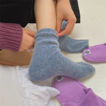 Новини Мода заек коса дамски чорапи зимата сгъсти топли дълги чорапи твърди термични кашмир Harajuku японски Kawaii екипаж чорап