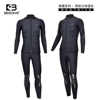 Bestdive черен герой 2-парче мъжки неопренов костюм цип яке 2.5mm 3.5mm 5mm Yamamoto неопрен водолазен костюм отгоре & висока талия панталони
