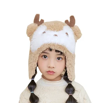 Детска шапка Зимно бебе момчета и момичета супер сладък рог плета вълнена шапка плюшени топло ухото защита главата шапка