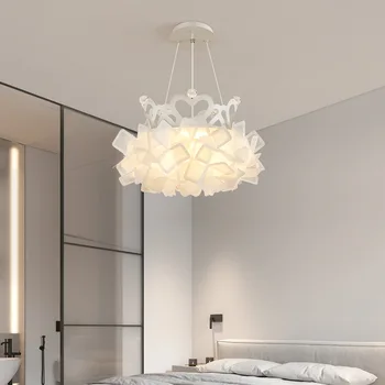 Чисто бяло момиче стая полилеи прости модерни корона цвете лампа LED дома декор спалня хол полилей защита на очите