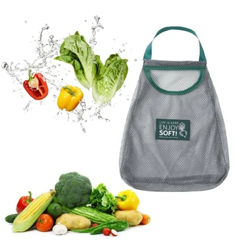 Кухня плодове зеленчуци съхранение окото чанта монтирани на стената Sundries чанта за съхранение организира преносим дишаща висящи държач