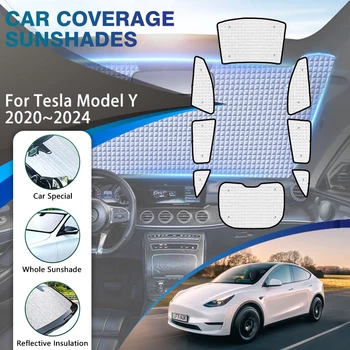 Автомобилни сенници с пълно покритие за Tesla Model Y 2020 2021 2022 2023 2024 Чадър за предни стъкла Coche Shaby Sunblind Аксесоари за кола