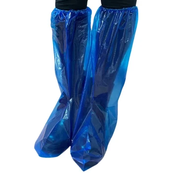 10 двойки водоустойчиви дебели пластмасови пластмасови за еднократна употреба дъжд обувки покрива висок връх против хлъзгане за жени мъже