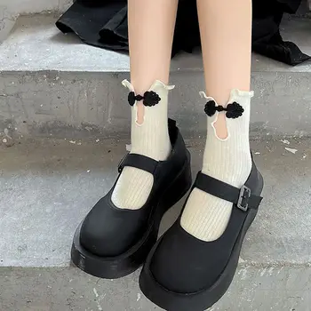 Кухи телешки чорапи Дантела JK чорапи китайски стил бродирани тръбни чорапи Cheongsam катарама чорапи жени чорапи памук трикотаж