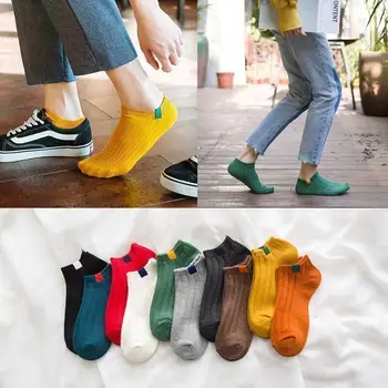 5 чифта мода творчески смешни мъжки чорапи невидими ниско нарязани глезена чорап лято случайни дишащи къси чорапи Унисекс Coton & nbsp