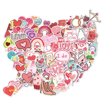 Нов Свети Валентин стикери 50 карикатура водоустойчив розов романтичен чифт декорация куфар любов стикери канцеларски