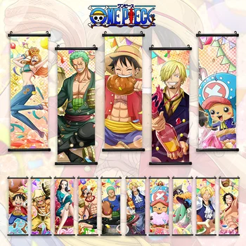 One Piece аниме плакат Nami Canvas Начало декор Sanji Scroll Pictures Roronoa Zoro стена изкуство Нико Робин висящи живопис хеликоптер