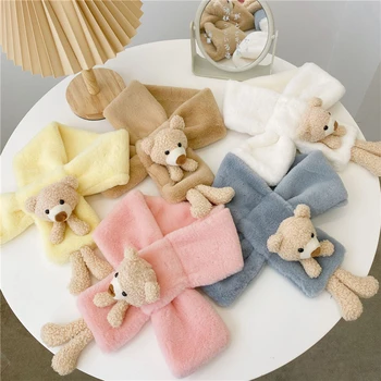 Сладък анимационен зайче мечка момичета шал за деца мек плюшен сгъсти топли зимни шалове за деца момиче момче детски шал 2022