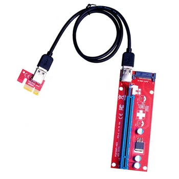10Pcs VER007S PCI-E щранг карта 007S PCIE 1X до 16X удължител 15Pin SATA мощност 60CM USB 3.0 кабел за BTC LTC минен миньор