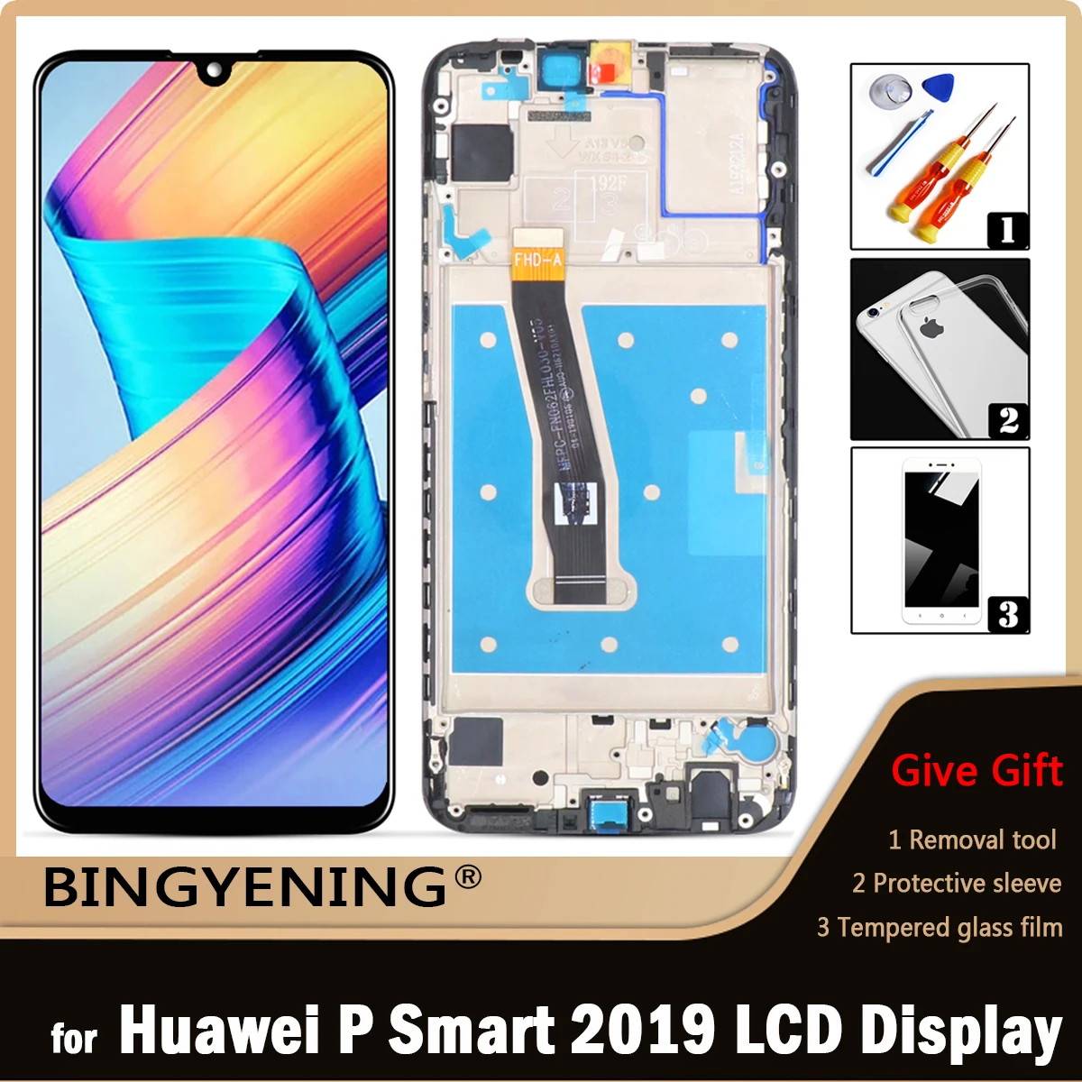 3pcs / 5pcs / 10pcs за Huawei P Smart 2019 LCD дисплей екран докосване дигитайзер събрание за Huawei P Smart Plus 2019 с рамка
