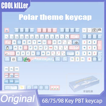 Coolkiller Keycaps Polar Theme Kawaii Keycap 61/68/75/87/98/104 Клавиши Pbt Hot-plug Механична клавиатура Сладки клавиши с кутия