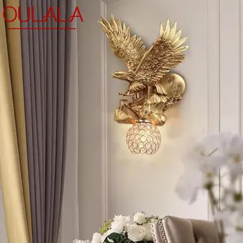 OULALA Модерна смола орел стена лампа LED злато творчески кристал sconce светлини декор за дома хол спалня веранда
