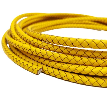 Aaazee 1 ярд 6 мм диаметър кръг жълт тъкани плетена кожа Bolo кабел бижута вземане занаят BP6M265
