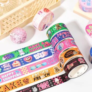 Нова сладка скъпа бомбардировъчна серия маскиране Washi лента вестник DIY колаж декоративна самозалепваща се лента Kawaii корейски канцеларски материали