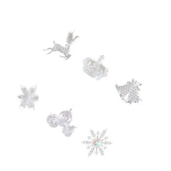 Коледна украса акрилна висулка снежинка летящи елен висулки творчески коледно дърво витрина декор колоритен